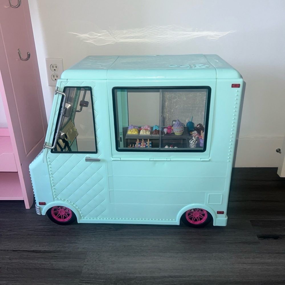 Our generation Aqua Ice Cream Truck Toy with Pink Accents